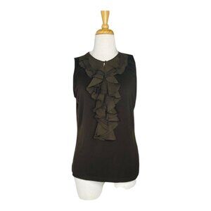 Lauren Ralph Lauren Women's Petite Ruffled Sleeveless Top Rayon Blend SZ P/L